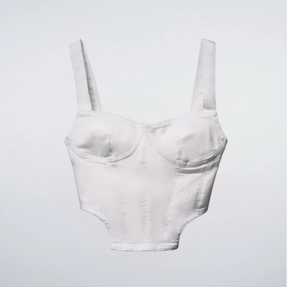 White Denim Corset - Picture 3 of 6